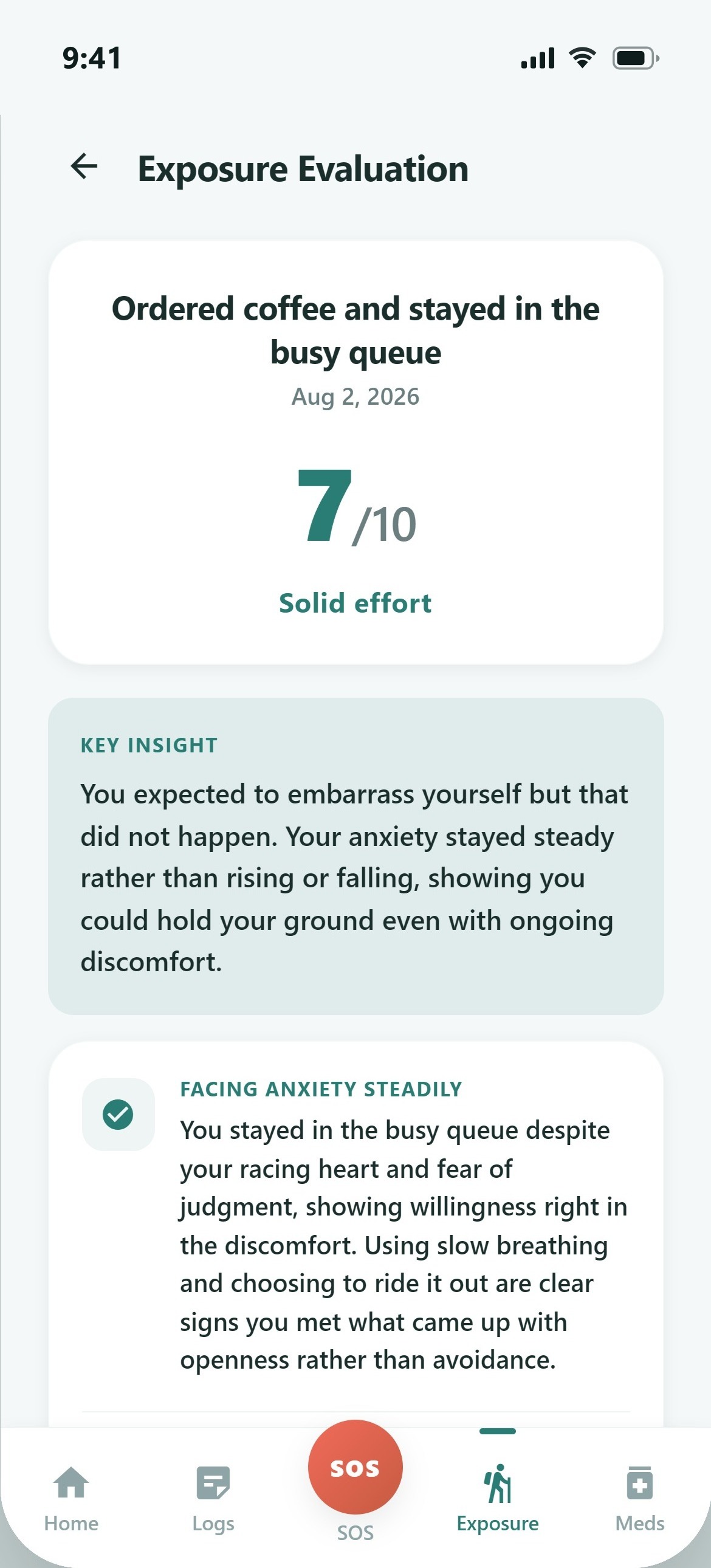 Personalised exposure evaluation with score and key insight
