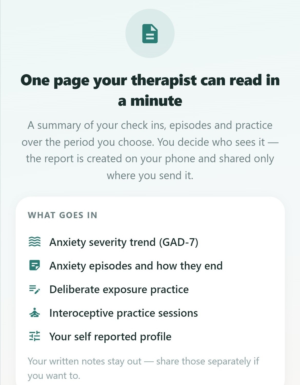 Clinician report with what goes in