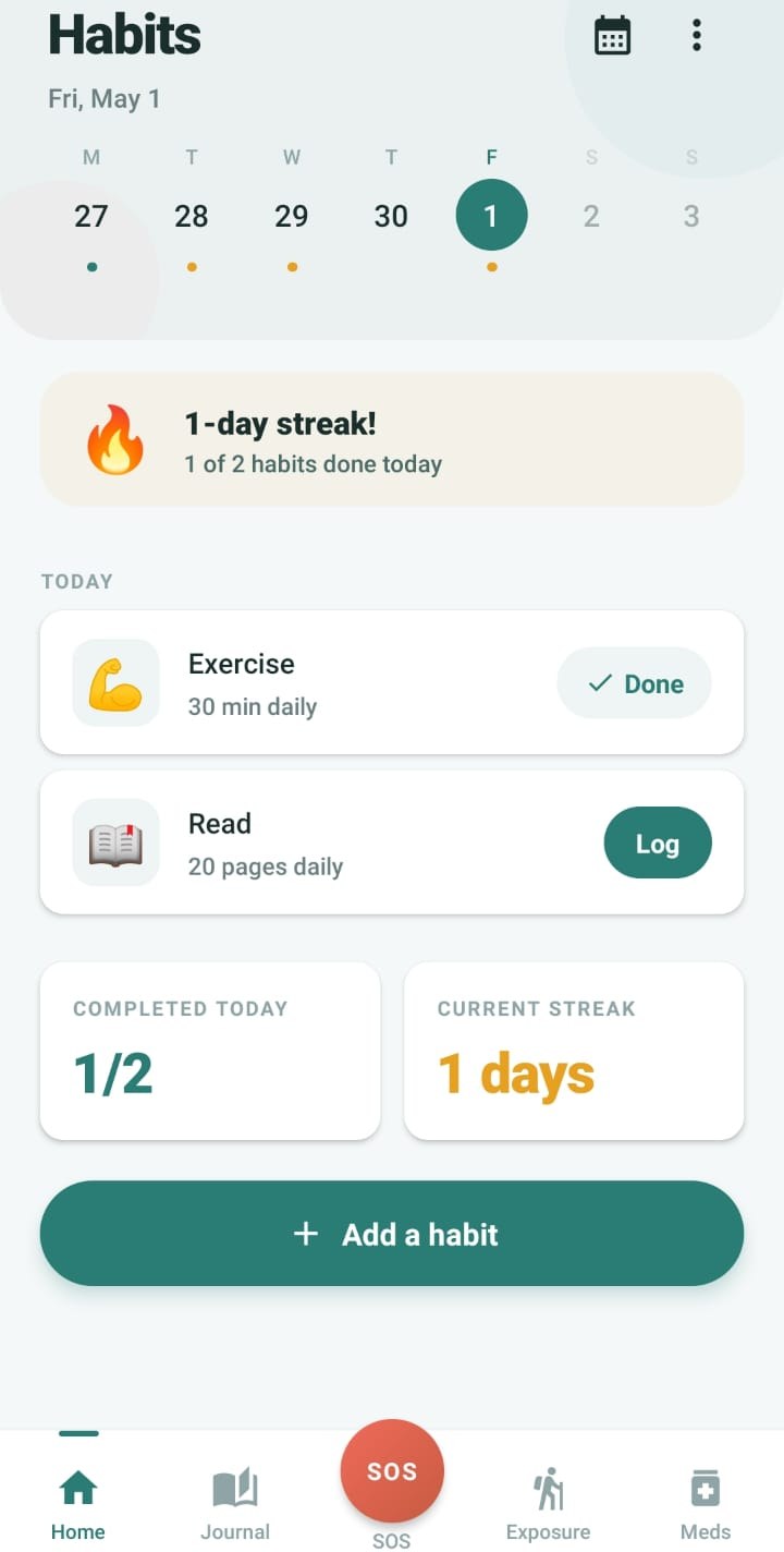 Habits tracker with streaks